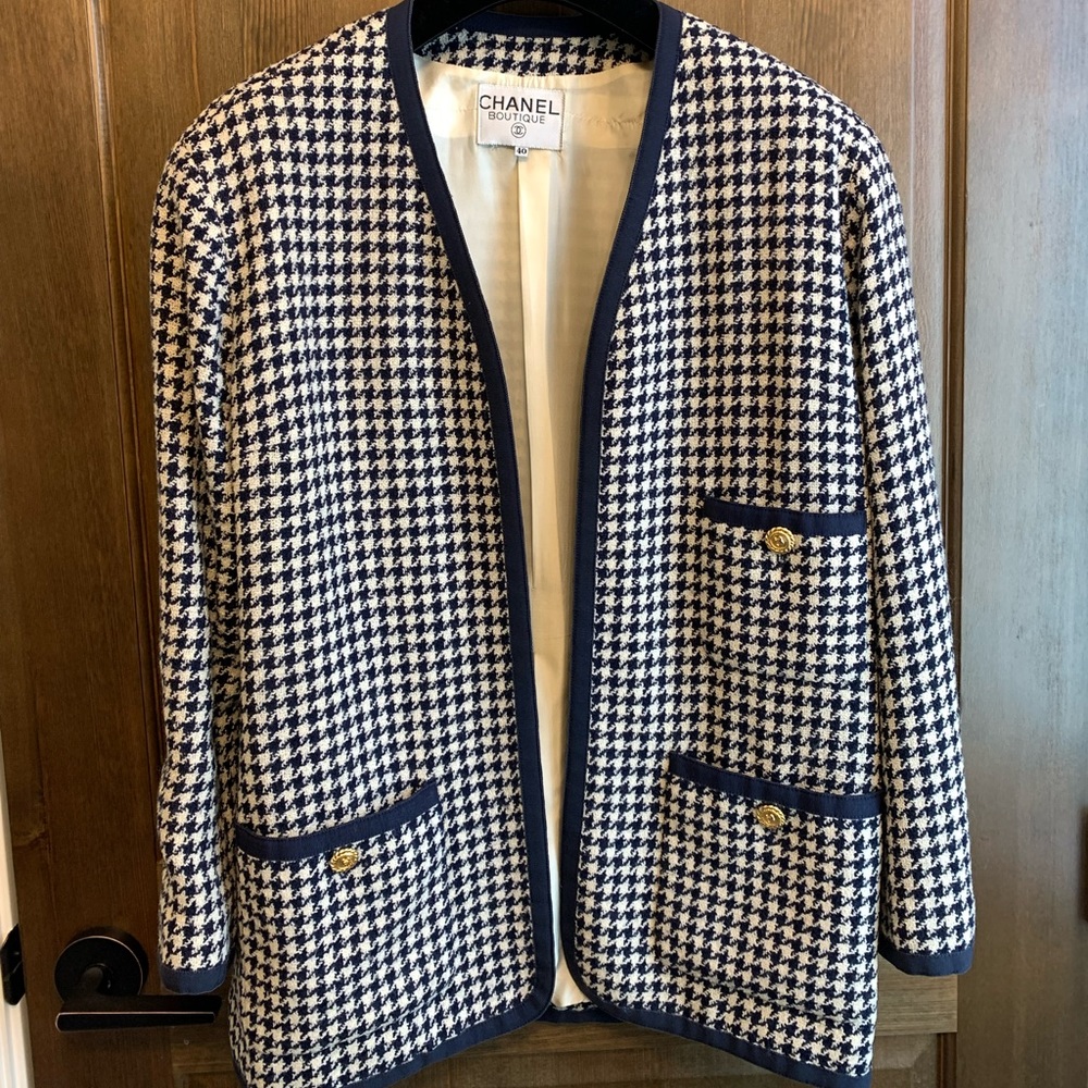 Chanel vintage houndstooth wool jacket